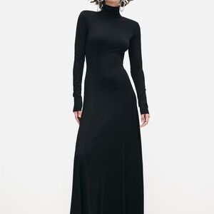 H&M Studio Collection Black Open Back Flated Skirt Maxi Dress Size M